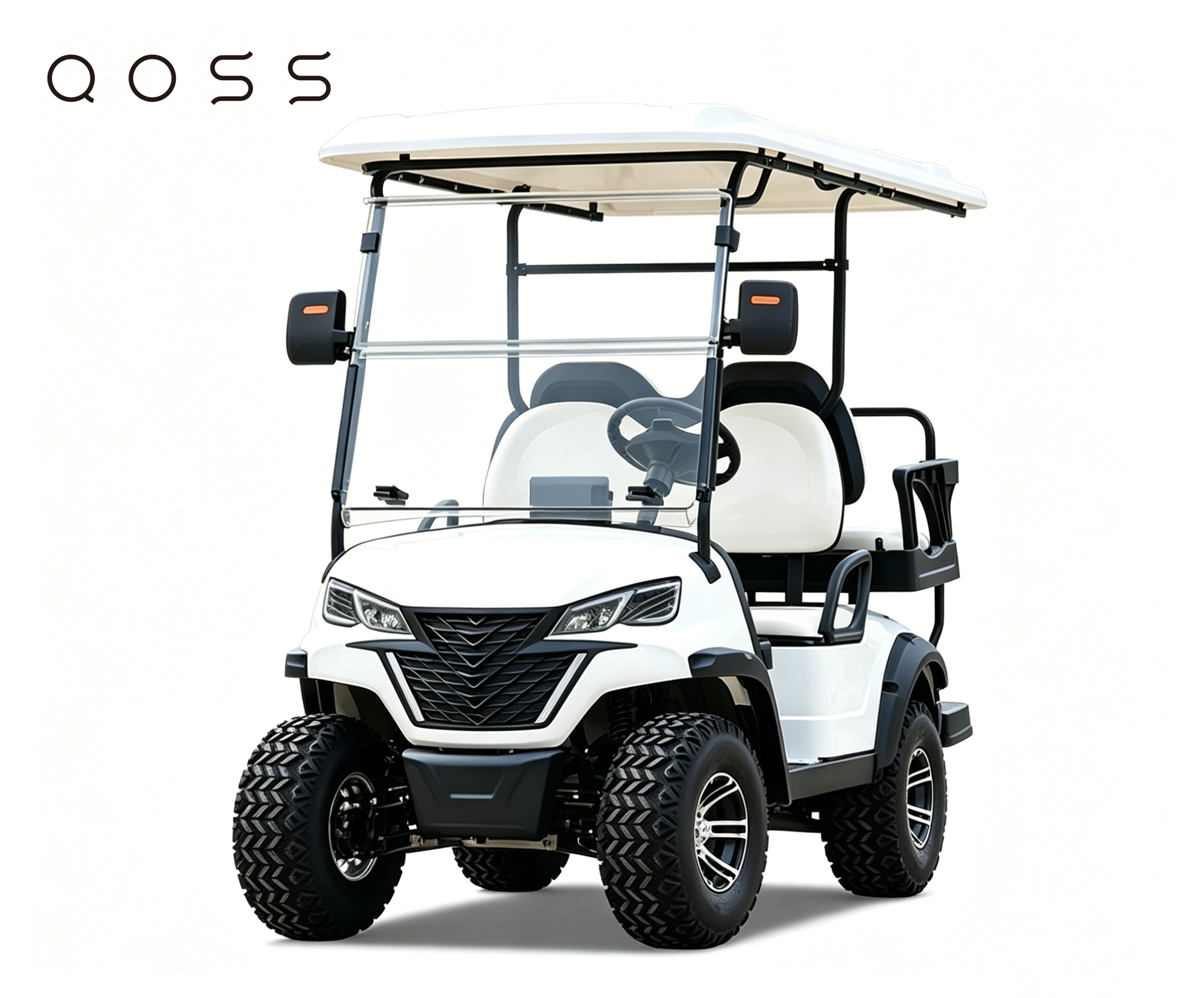 QOSS Golf car with Roof for Golf Course, Community & Resort Use, White